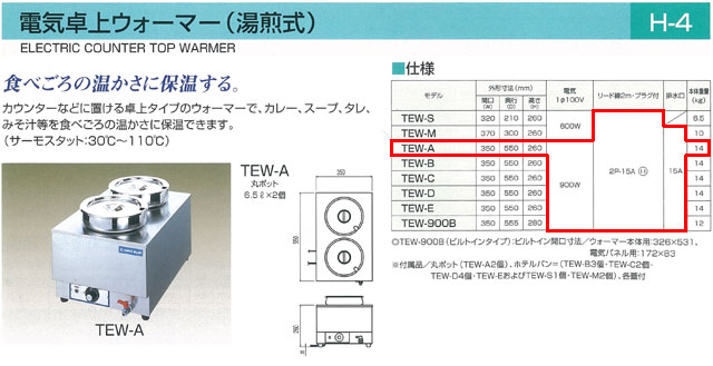 TEW-M 電機卓上ウォーマー（湯煎式）2017年 家電・スマホ・カメラ